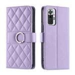 For Redmi Note 10 Pro 4G Global Ring Buckle Rhombic Leather Phone Case(Purple)