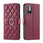 For Redmi Note 10 5G / 10T 5G Ring Buckle Rhombic Leather Phone Case(Red)