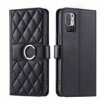 For Redmi Note 10 5G / 10T 5G Ring Buckle Rhombic Leather Phone Case(Black)