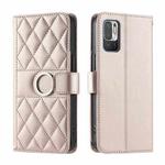 For Redmi Note 10 5G / 10T 5G Ring Buckle Rhombic Leather Phone Case(Rose Gold)