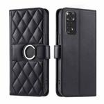 For Redmi Note 11S / 11 4G Global Ring Buckle Rhombic Leather Phone Case(Black)