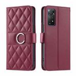 For Redmi Note 11 Pro 4G / 5G Global Ring Buckle Rhombic Leather Phone Case(Red)