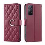 For Redmi Note 12 Pro 4G Global Ring Buckle Rhombic Leather Phone Case(Red)