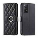 For Redmi Note 12 Pro 4G Global Ring Buckle Rhombic Leather Phone Case(Black)