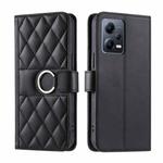 For Redmi Note 12 5G Global Ring Buckle Rhombic Leather Phone Case(Black)