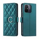 For Redmi 11A 4G Global Ring Buckle Rhombic Leather Phone Case(Green)