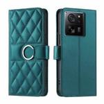 For Redmi K60 Ultra Ring Buckle Rhombic Leather Phone Case(Green)