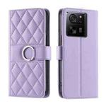 For Redmi K60 Ultra Ring Buckle Rhombic Leather Phone Case(Purple)