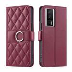 For Redmi K60 / K60 Pro Ring Buckle Rhombic Leather Phone Case(Red)