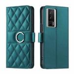 For Redmi K60 / K60 Pro Ring Buckle Rhombic Leather Phone Case(Green)