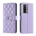 For Redmi K60 / K60 Pro Ring Buckle Rhombic Leather Phone Case(Purple)