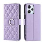 For Redmi 12 4G / 5G Ring Buckle Rhombic Leather Phone Case(Purple)