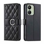 For Redmi 13C 4G Global Ring Buckle Rhombic Leather Phone Case(Black)