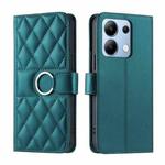 For Redmi Note 13 4G Ring Buckle Rhombic Leather Phone Case(Green)