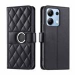 For Redmi Note 13 4G Ring Buckle Rhombic Leather Phone Case(Black)