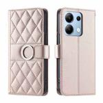 For Redmi Note 13 4G Ring Buckle Rhombic Leather Phone Case(Rose Gold)