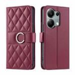 For Redmi Note 13 Pro 4G Ring Buckle Rhombic Leather Phone Case(Red)