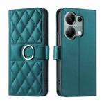 For Redmi Note 13 Pro 4G Ring Buckle Rhombic Leather Phone Case(Green)