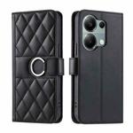 For Redmi Note 13 Pro 4G Ring Buckle Rhombic Leather Phone Case(Black)