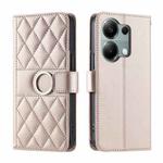 For Redmi Note 13 Pro 4G Ring Buckle Rhombic Leather Phone Case(Rose Gold)