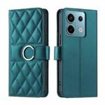 For Redmi Note 13 Pro 5G Ring Buckle Rhombic Leather Phone Case(Green)