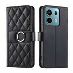 For Redmi Note 13 Pro 5G Ring Buckle Rhombic Leather Phone Case(Black)