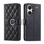 For Redmi Note 13 Pro+ 5G Ring Buckle Rhombic Leather Phone Case(Black)