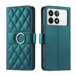 For Redmi K70 Ring Buckle Rhombic Leather Phone Case(Green)