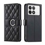 For Redmi K70 Ring Buckle Rhombic Leather Phone Case(Black)