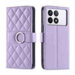 For Redmi K70 Ring Buckle Rhombic Leather Phone Case(Purple)