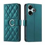 For Redmi 13 4G Global Ring Buckle Rhombic Leather Phone Case(Green)