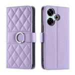 For Redmi 13 4G Global Ring Buckle Rhombic Leather Phone Case(Purple)