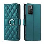 For Redmi 10 4G / 10 Prime Ring Buckle Rhombic Leather Phone Case(Green)