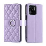 For Redmi 10C 4G Global / 10 India Ring Buckle Rhombic Leather Phone Case(Purple)