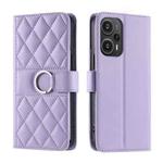 For Redmi Note 12 Turbo 5G Ring Buckle Rhombic Leather Phone Case(Purple)