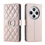 For Redmi 14C 4G / 14R 5G Global Ring Buckle Rhombic Leather Phone Case(Rose Gold)
