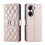 For Redmi Turbo 4 5G / Poco X7 Pro 5G Ring Buckle Rhombic Leather Phone Case(Rose Gold)