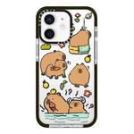 For iPhone 12 Simple Illustration Pattern Full Coverage Phone Case(Capybara B)