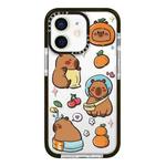 For iPhone 12 Simple Illustration Pattern Full Coverage Phone Case(Capybara C)