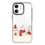 For iPhone 12 Simple Illustration Pattern Full Coverage Phone Case(Winter Bear)