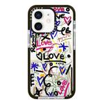 For iPhone 12 Simple Illustration Pattern Full Coverage Phone Case(Graffiti Letters C)