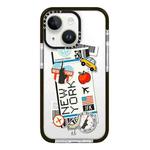 For iPhone 13 Simple Illustration Pattern Full Coverage Phone Case(Travel Ticket C)