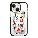 For iPhone 14 Simple Illustration Pattern Full Coverage Phone Case(Travel Ticket B)