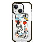 For iPhone 15 Simple Illustration Pattern Full Coverage Phone Case(Travel Ticket C)