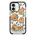 For iPhone 16 Simple Illustration Pattern Full Coverage Phone Case(Capybara B)