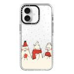 For iPhone 16 Simple Illustration Pattern Full Coverage Phone Case(Winter Bear)