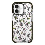 For iPhone 16 Simple Illustration Pattern Full Coverage Phone Case(Fresh Flower C)