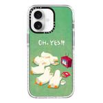 For iPhone 16 Plus Simple Illustration Pattern Full Coverage Phone Case(Watch TV Duck)