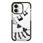 For iPhone 16 Plus Simple Illustration Pattern Full Coverage Phone Case(Clothesline)