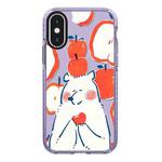 For iPhone X / XS Simple Illustration Pattern Full Coverage Phone Case(Apple Bear)